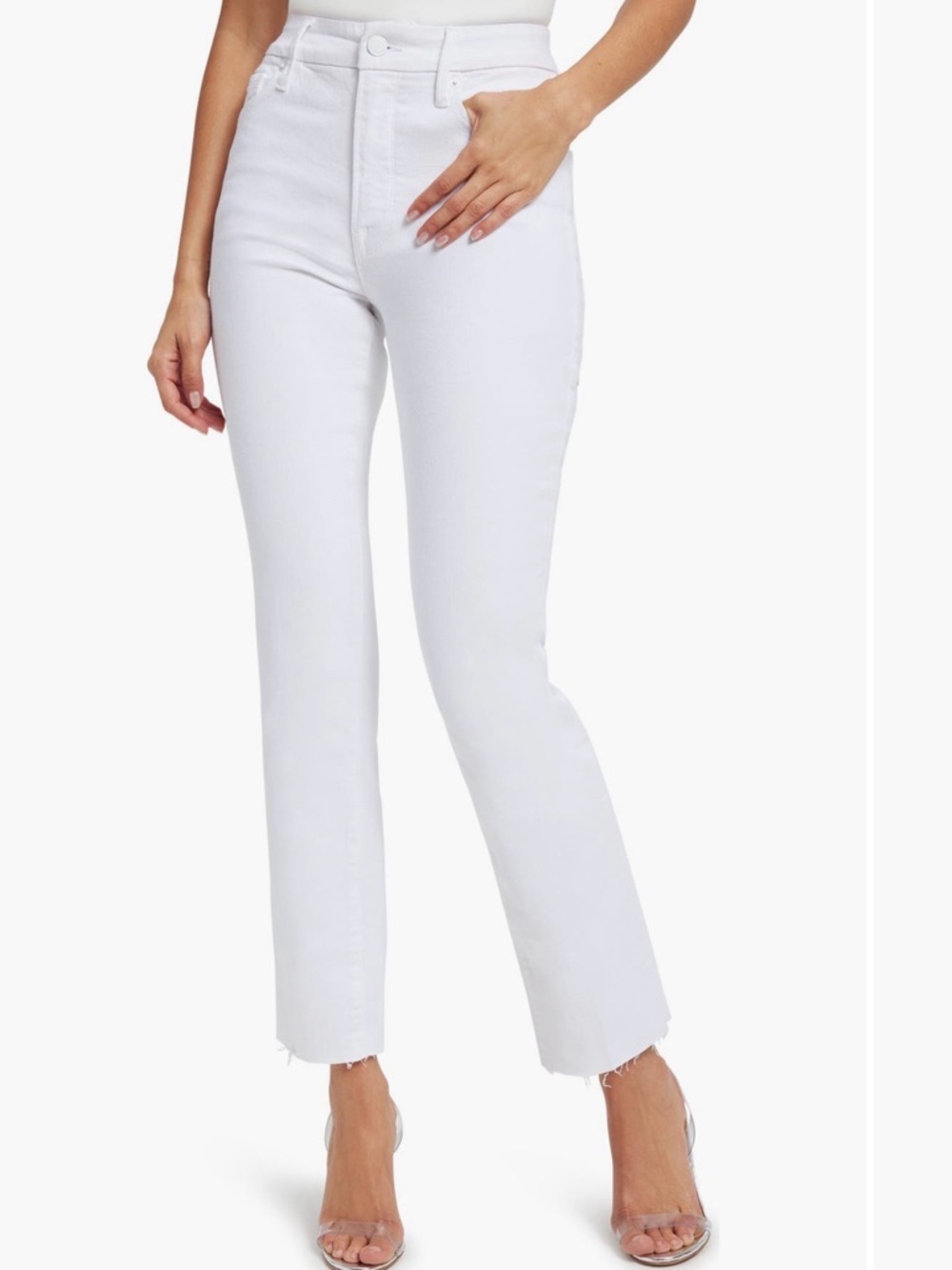 Good American White Straight Leg High Waist Jeans Size 2/26